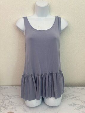 Mossimo Womens S Purple Sleeveless Blouse Pullover Flowy Ruffle Tank Top